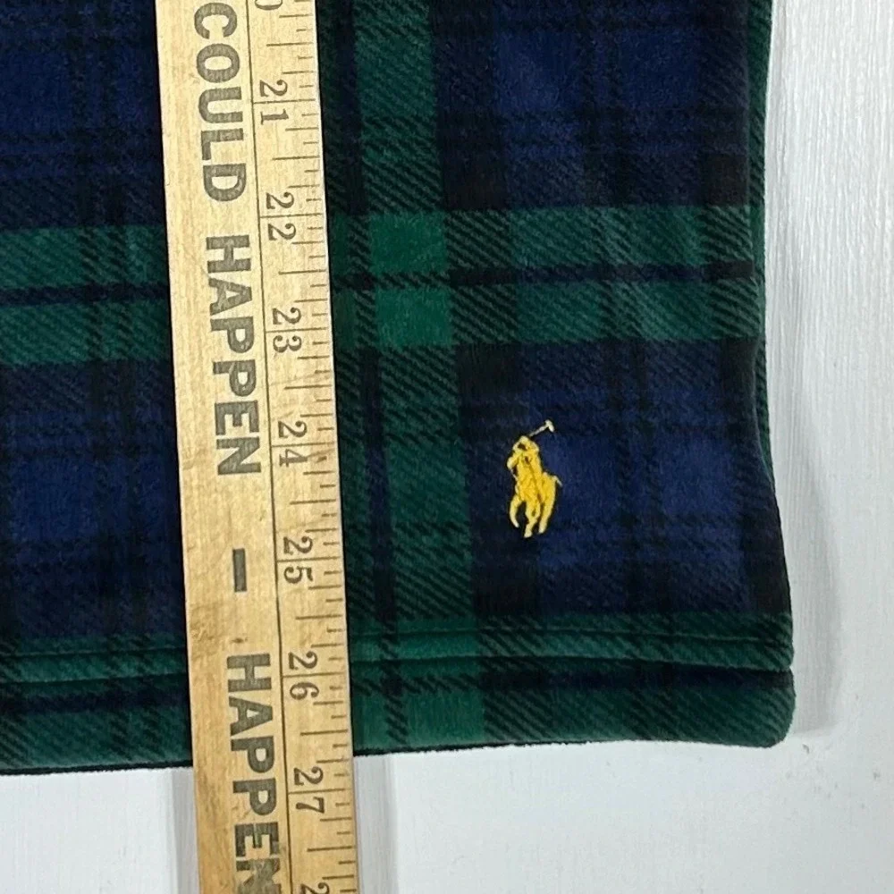 Polo Ralph Lauren Mens Small Black Watch Plaid Fleece Sleepwear Top Green Blue